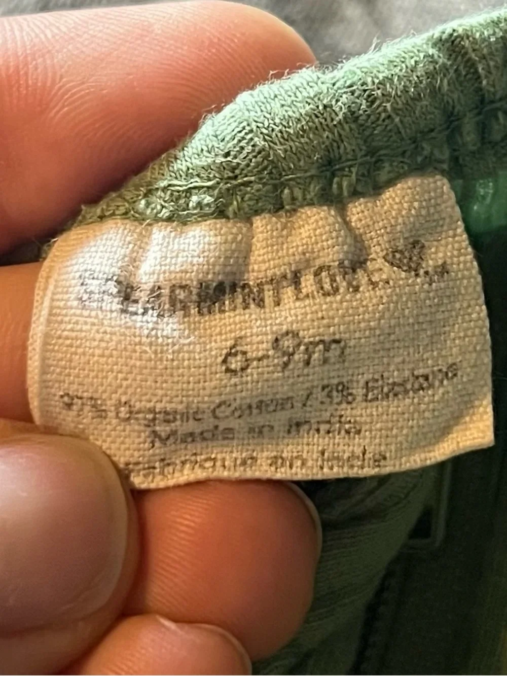 Ribbed Olive Green Ruffle-Trim Footed pajamas for Baby